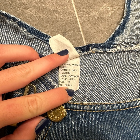 Vintage overalls denim medium wash blue mom jean 90s no stretch - Picture 7 of 13